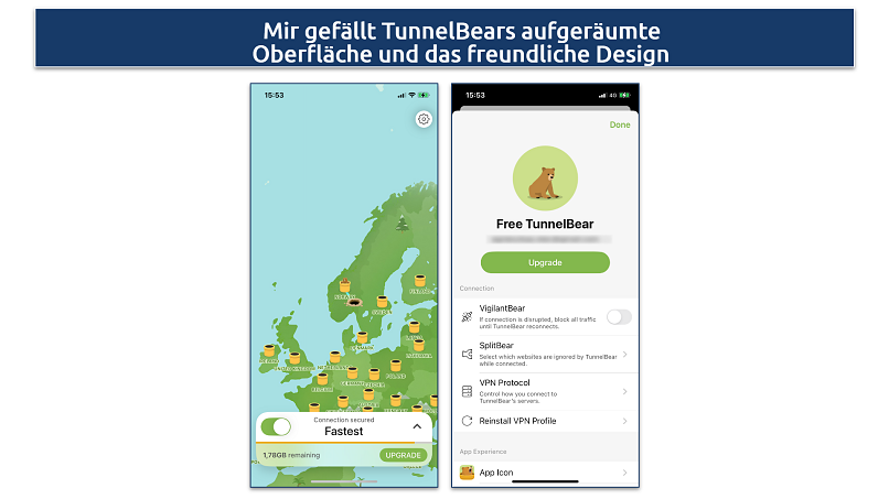 Screenshot of the interactive server map in the TunnelBear app