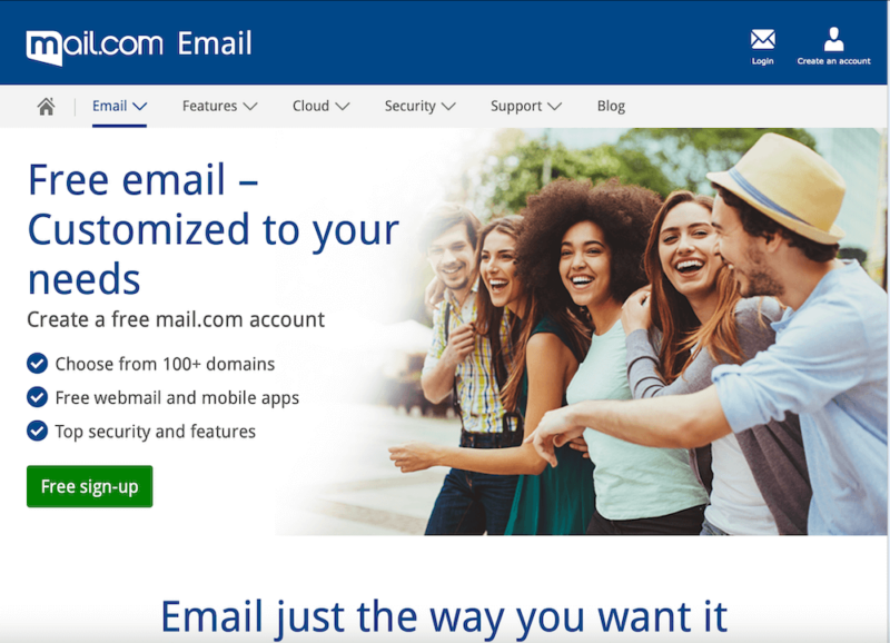 mail.com homepage