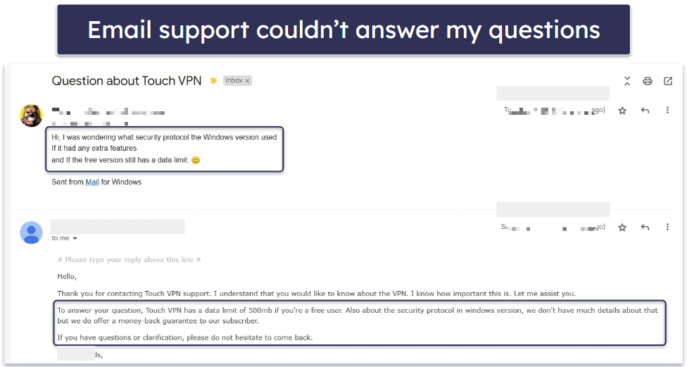 Touch VPN Customer Support — No Online Info &amp; Poor Direct Support